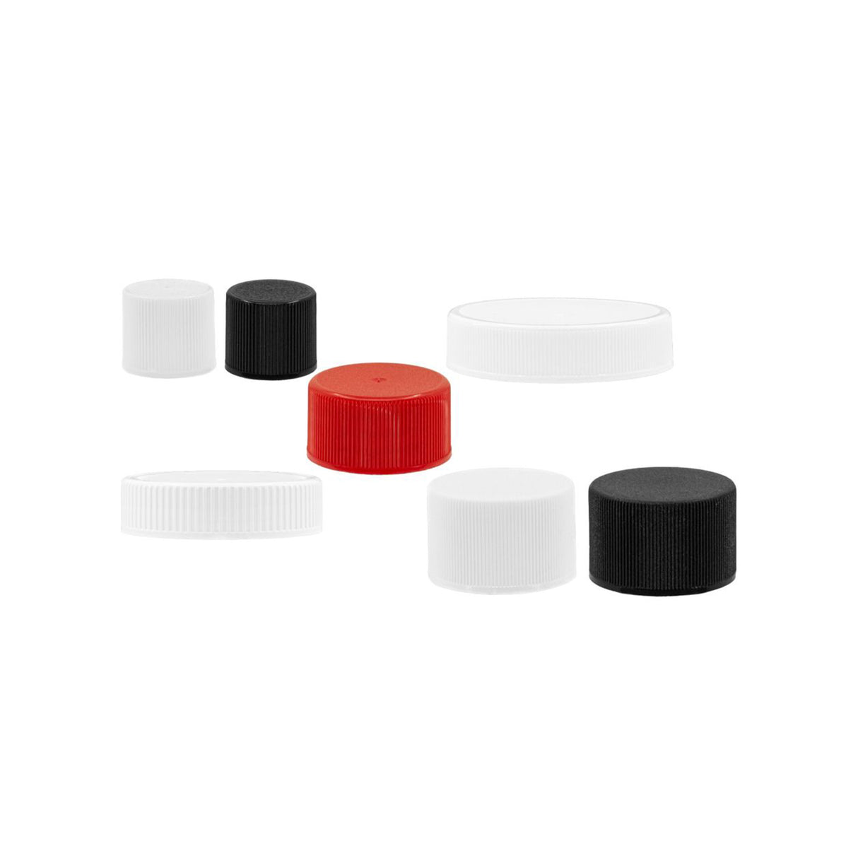 Plastic Ribbed Caps with Foam Liner (F217) - White (70G/485) - Assorted Caps | General Bottle Supply