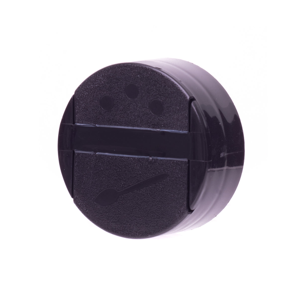 Eco Flap-Rite Flapper Caps with Pressure Sensitive (PS Liner) 5 Hole 0.125 Pour - Black 43/485 - Dispensing Caps | General Bottle Supply