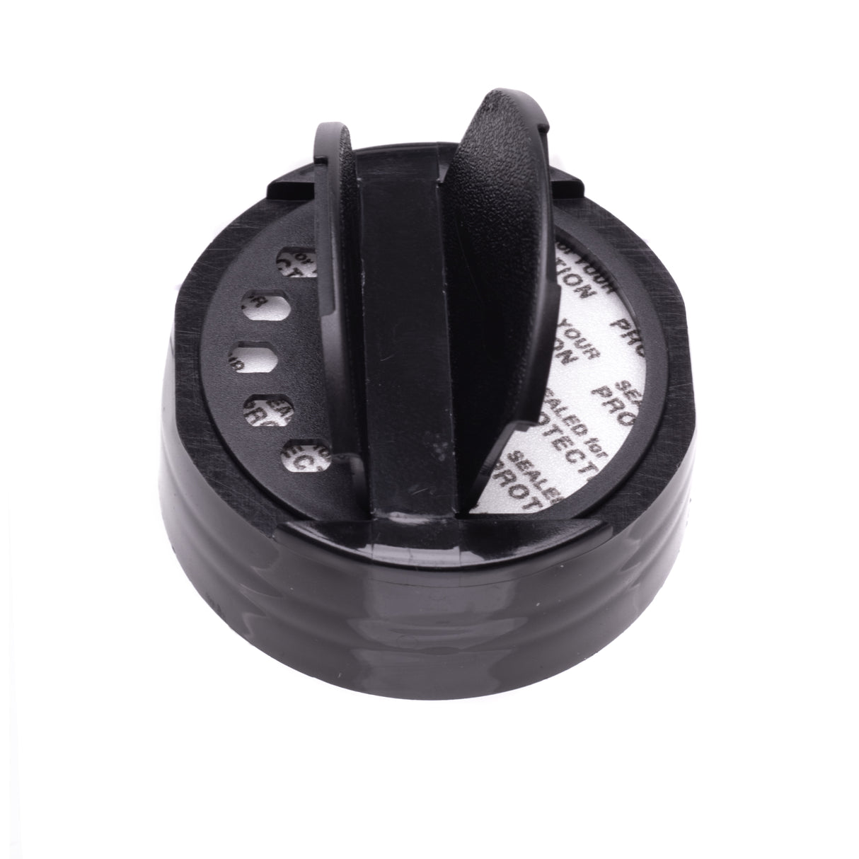 Eco Flap-Rite Flapper Caps with Pressure Sensitive (PS Liner) 5 Hole 0.125 Pour - Black 43/485 - Dispensing Caps | General Bottle Supply