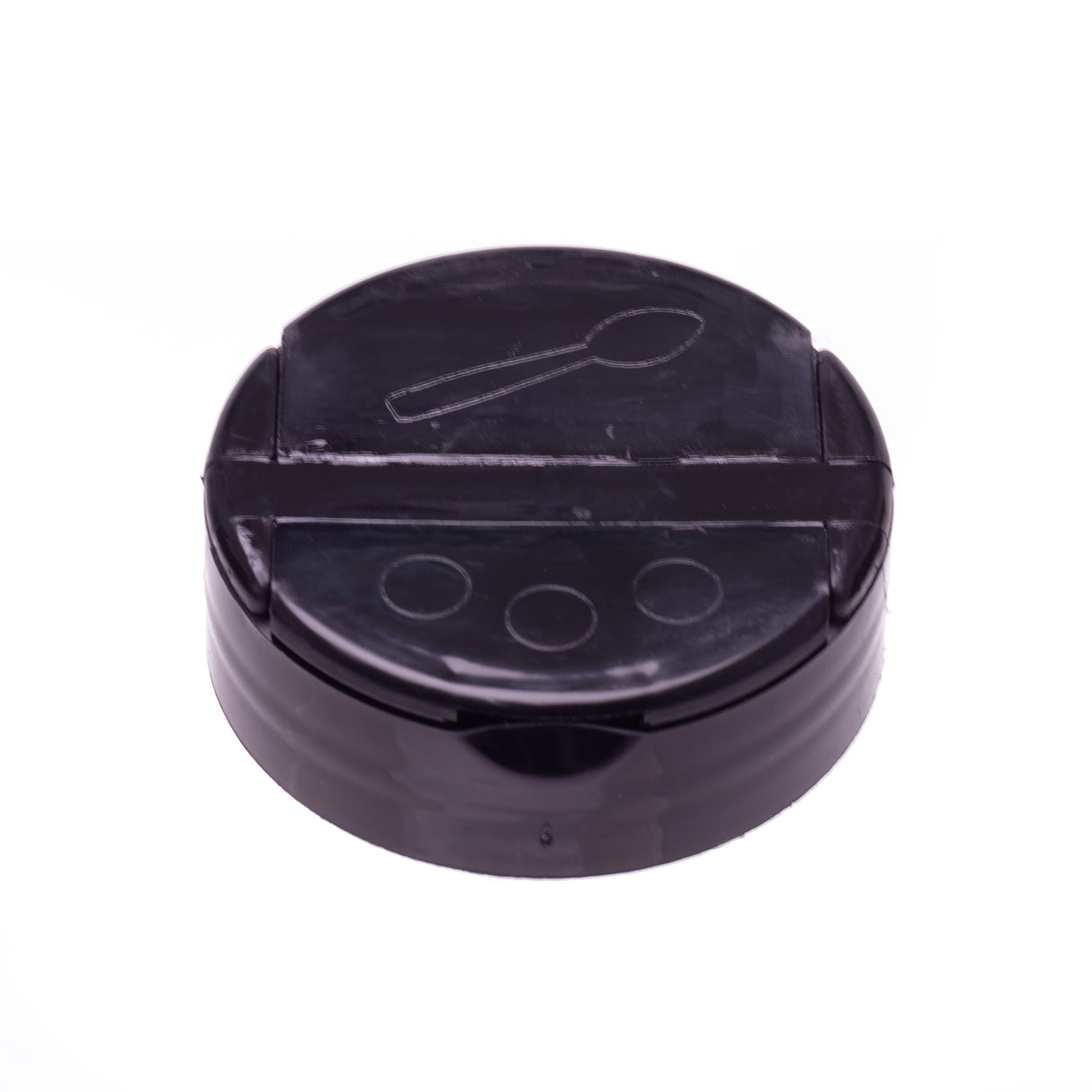 Eco Flap-Rite Flapper Caps with Pressure Sensitive (PS Liner) 0.300 Pour Sifter with 3 Holes - Black 53/485 - Dispensing Caps | General Bottle Supply