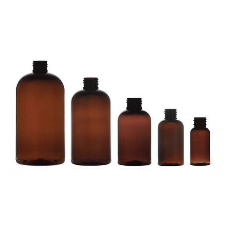 4 oz Boston Round PET Bottles - Amber - Plastic Bottle | General Bottle Supply