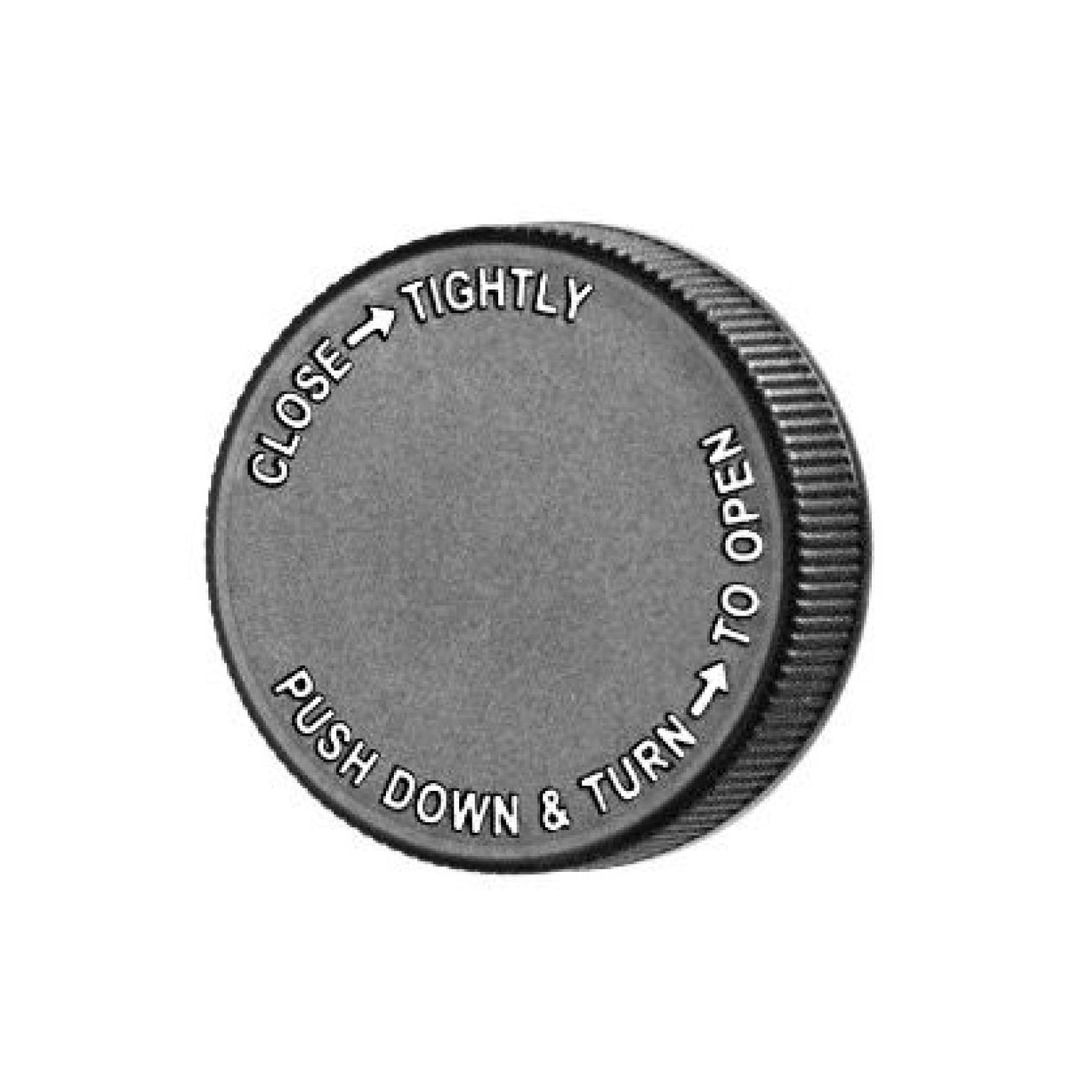 Child Resistant Caps with F217 Liner - Black with Text Instructions (63/400) - Assorted Caps | General Bottle Supply