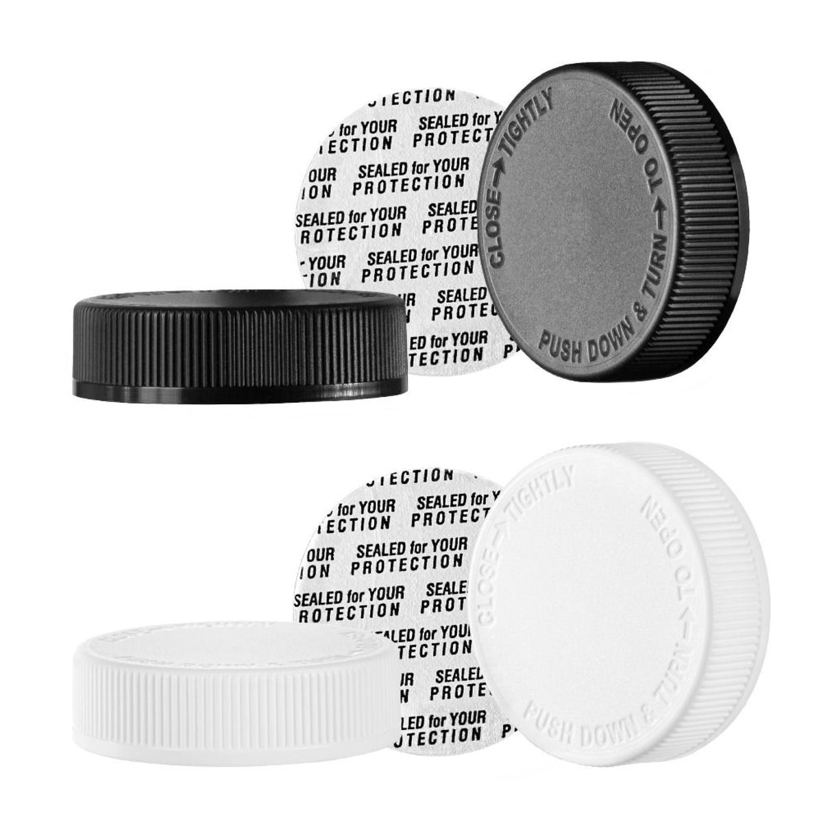 Child Resistant Caps - Pressure Sensitive - Black (53/400) - Assorted Caps | General Bottle Supply