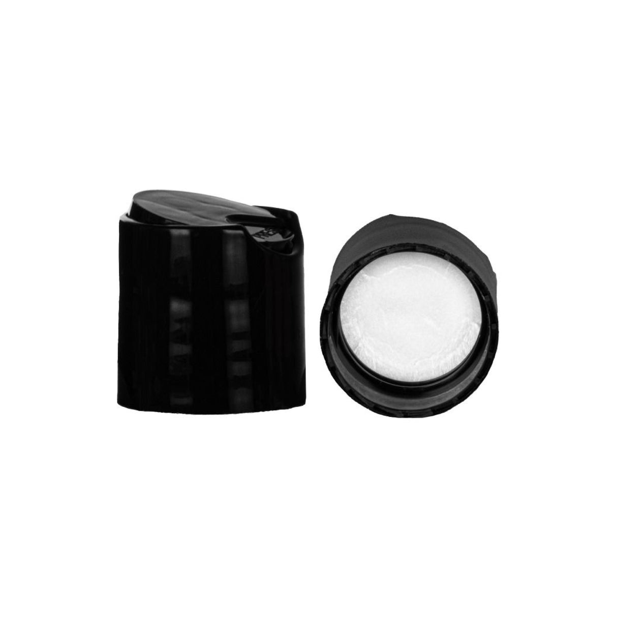 Disc or Press Top - Smooth with PS Liner - Black (20/410) - Dispensing Caps | General Bottle Supply
