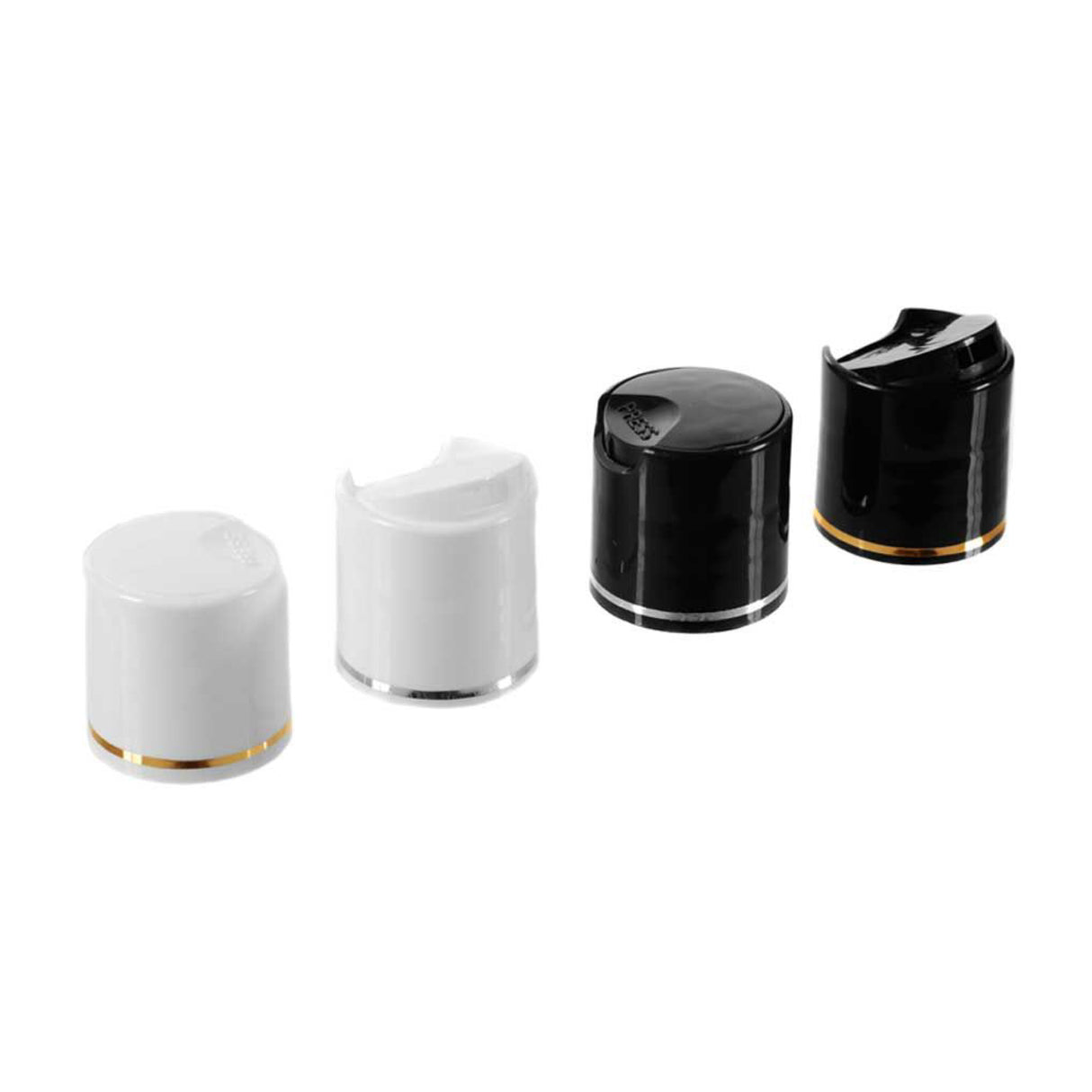 Disc or Press Top Smooth - Black with Gold Band (24/410) - Dispensing Caps | General Bottle Supply