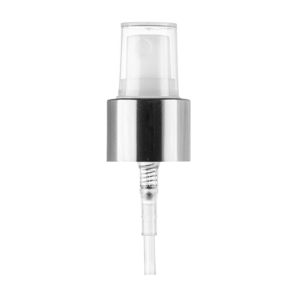 Fine Mist Sprayer White with Silver Collar - Imported (24/410) - Dispensing Caps | General Bottle Supply