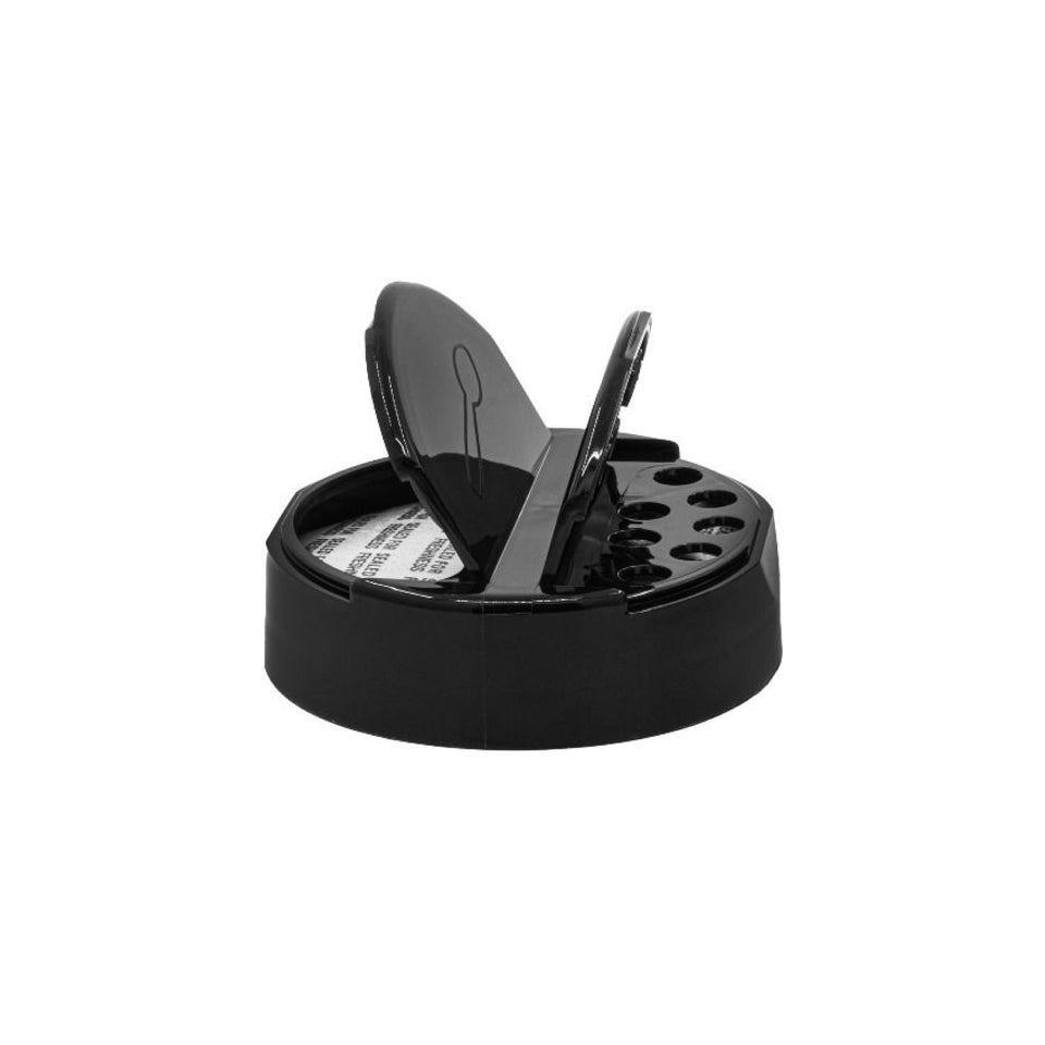 Flapper Caps with Pressure Sensitive (PS Liner) .200 Pour - Black (63/485) - Dispensing Caps | General Bottle Supply