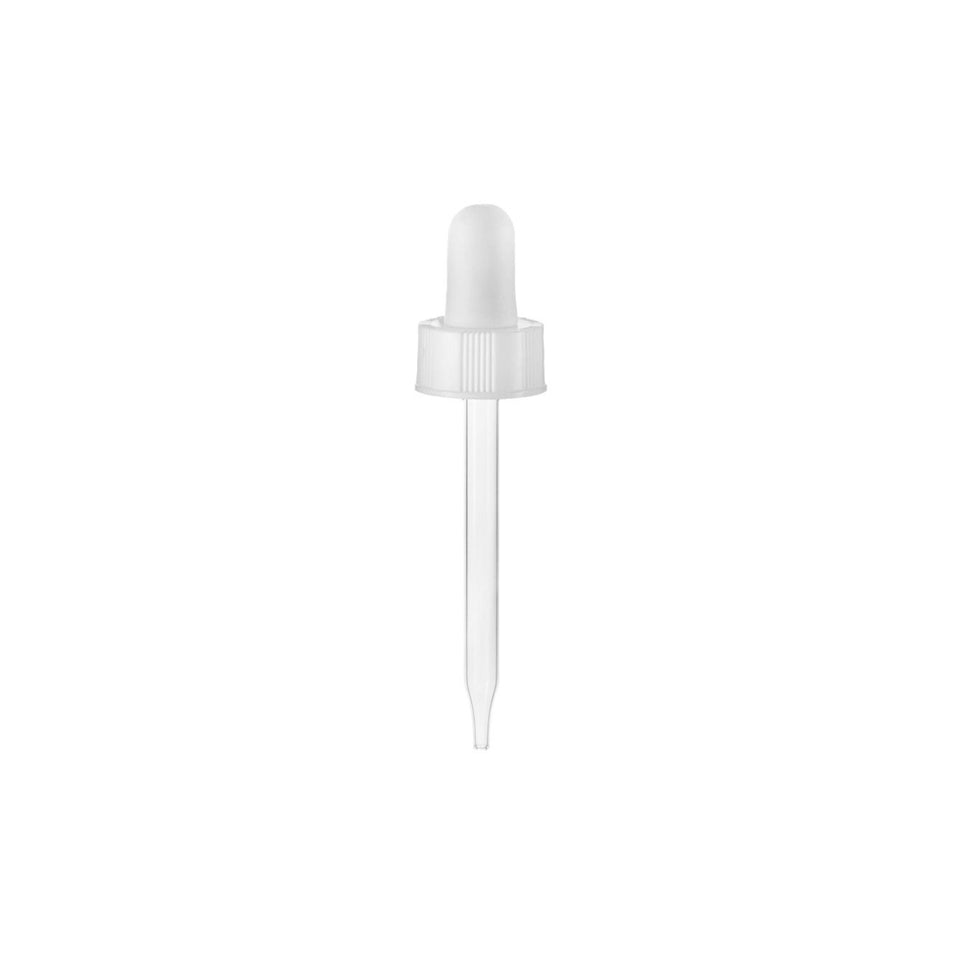 1 oz Glass Dropper Assembly - White (20/400) - Dispensing Caps | General Bottle Supply