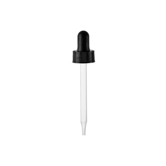 2 oz Glass Dropper Assembly - Black (20/400) - Dispensing Caps | General Bottle Supply