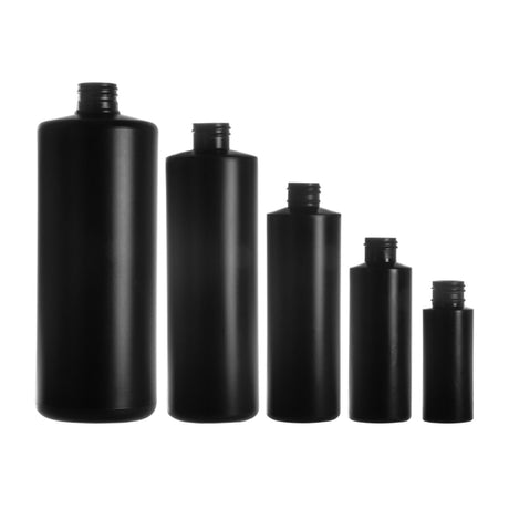 2 oz Cylinder Round HDPE Bottles - Black - Plastic Bottle | General Bottle Supply