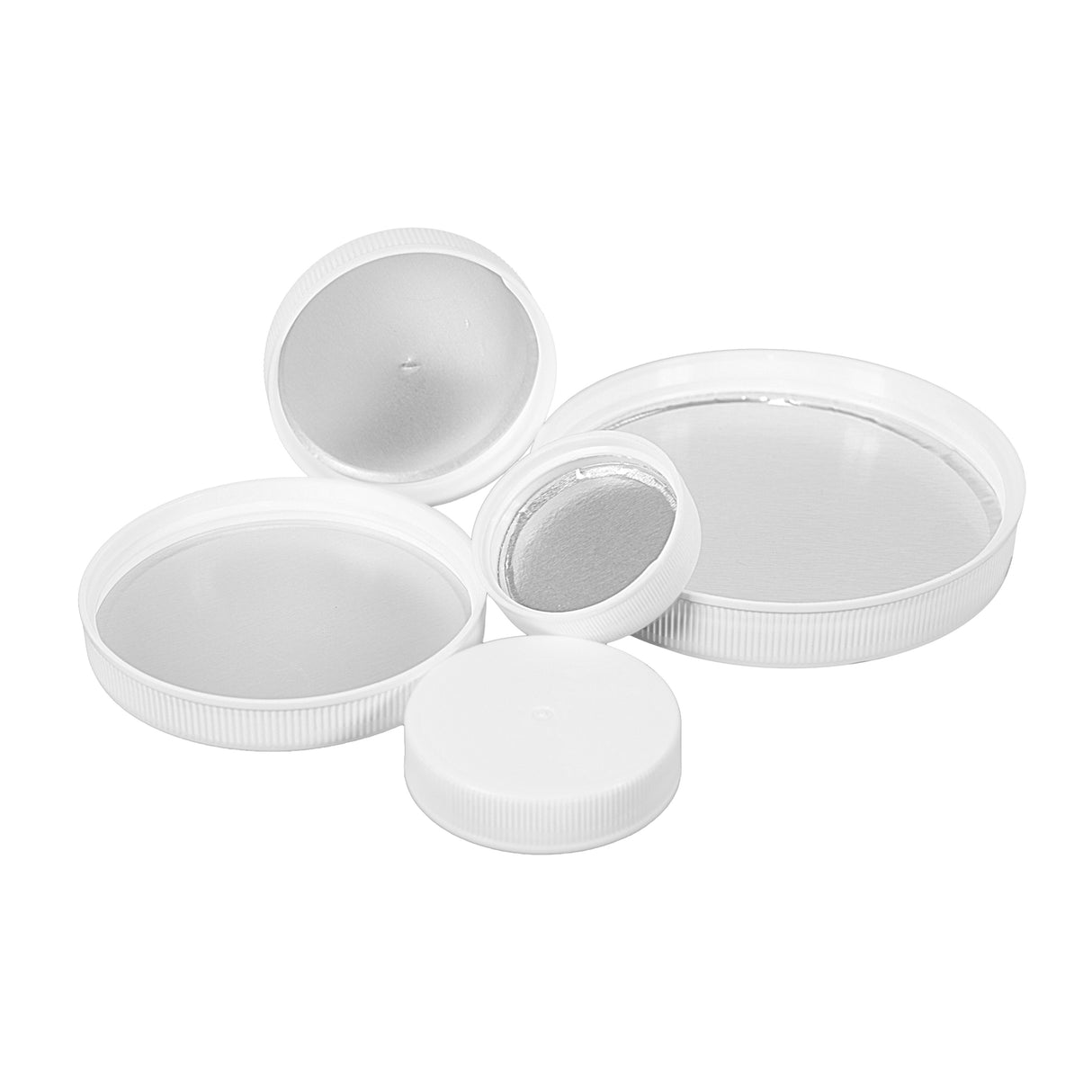 Heat Induction Plastic Bottle Caps - FS 5-9 Clear Peel for PET - White (45/400) - Assorted Caps | General Bottle Supply
