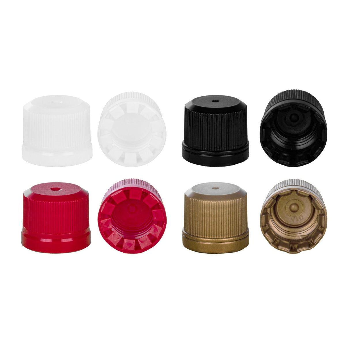 Linerless Tamper Evident Airline Caps - Gold (18mm) - Assorted Caps | General Bottle Supply