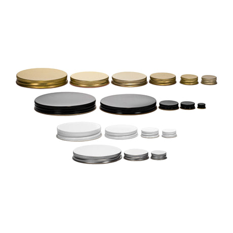 Metal Caps with Plastisol Liner - Continuous Thread - Black (58/400) - Assorted Caps | General Bottle Supply
