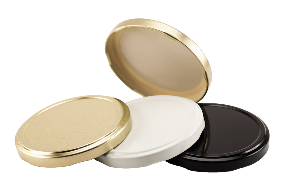 Metal Caps with Plastisol Liner - Lug Twist - White (53 Lug) - Assorted Caps | General Bottle Supply