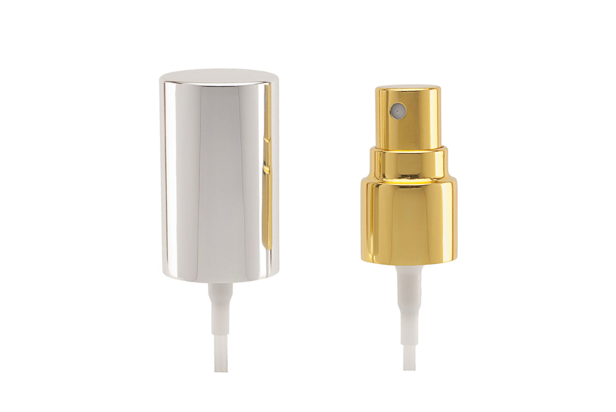 Metalized Fine Mist Sprayer with OverCap Imported - Gold (18/415) - Dispensing Caps | General Bottle Supply