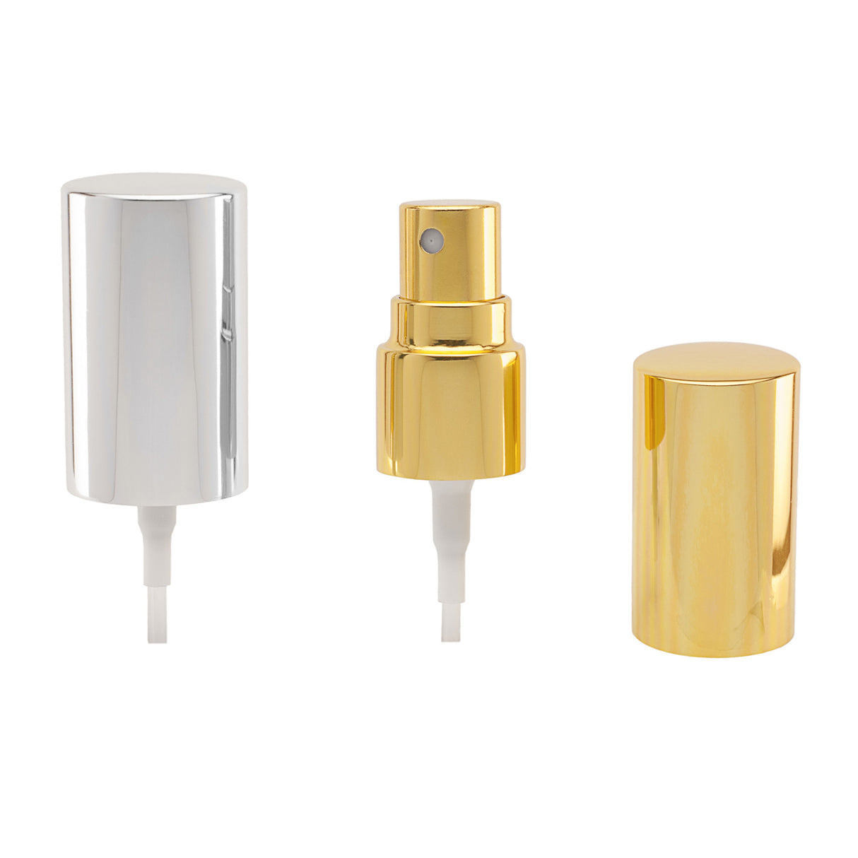 Metalized Fine Mist Sprayer with OverCap Imported - Silver (18/415) - Dispensing Caps | General Bottle Supply