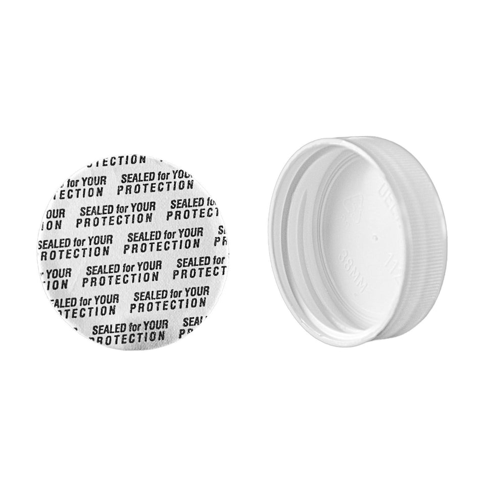 Plastic Ribbed Caps with Pressure Sensitive (PS-Liner) - White (63/485 DP) - Assorted Caps | General Bottle Supply