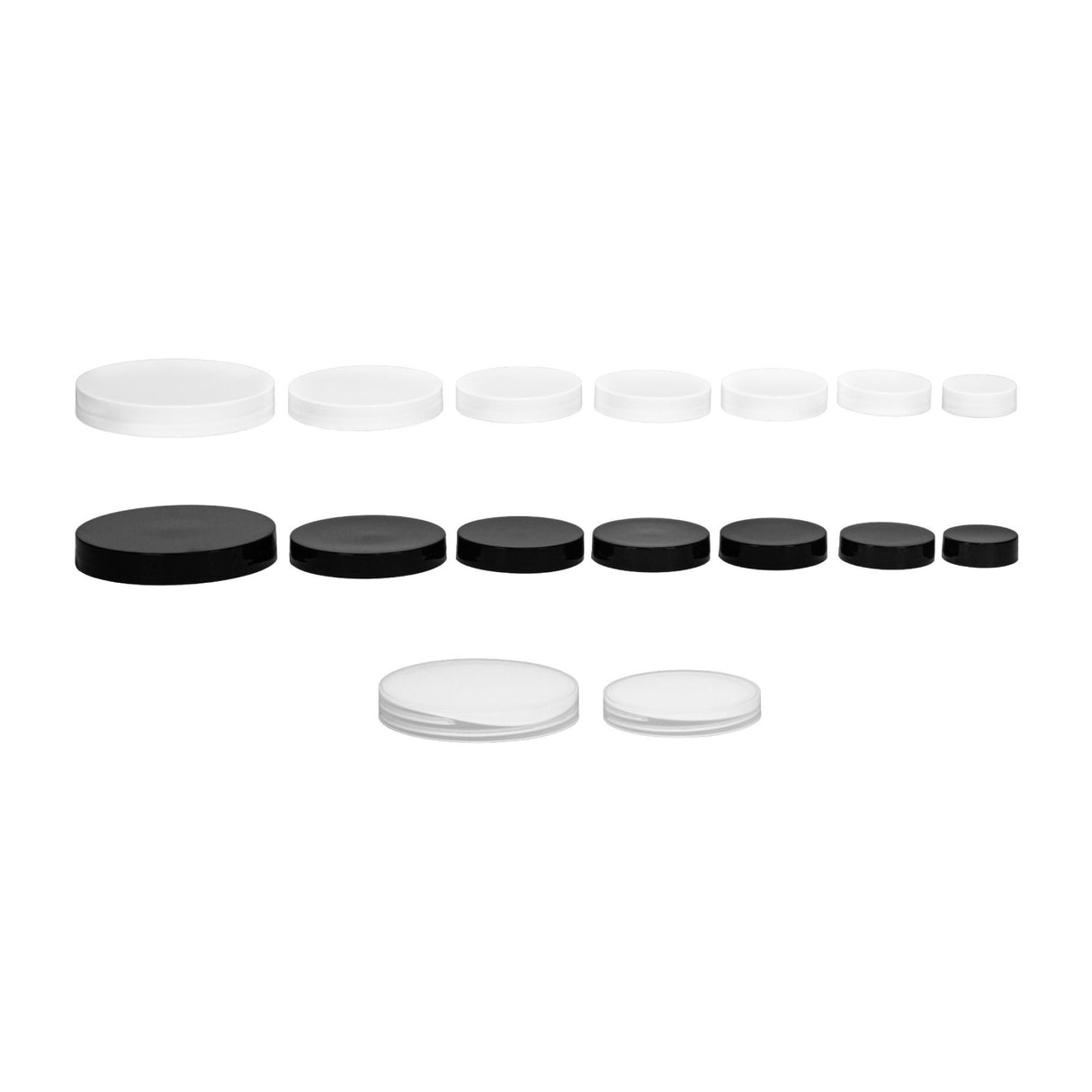 Plastic Smooth Caps with Foam Liner (F217) - Black (70/400) - Assorted Caps | General Bottle Supply