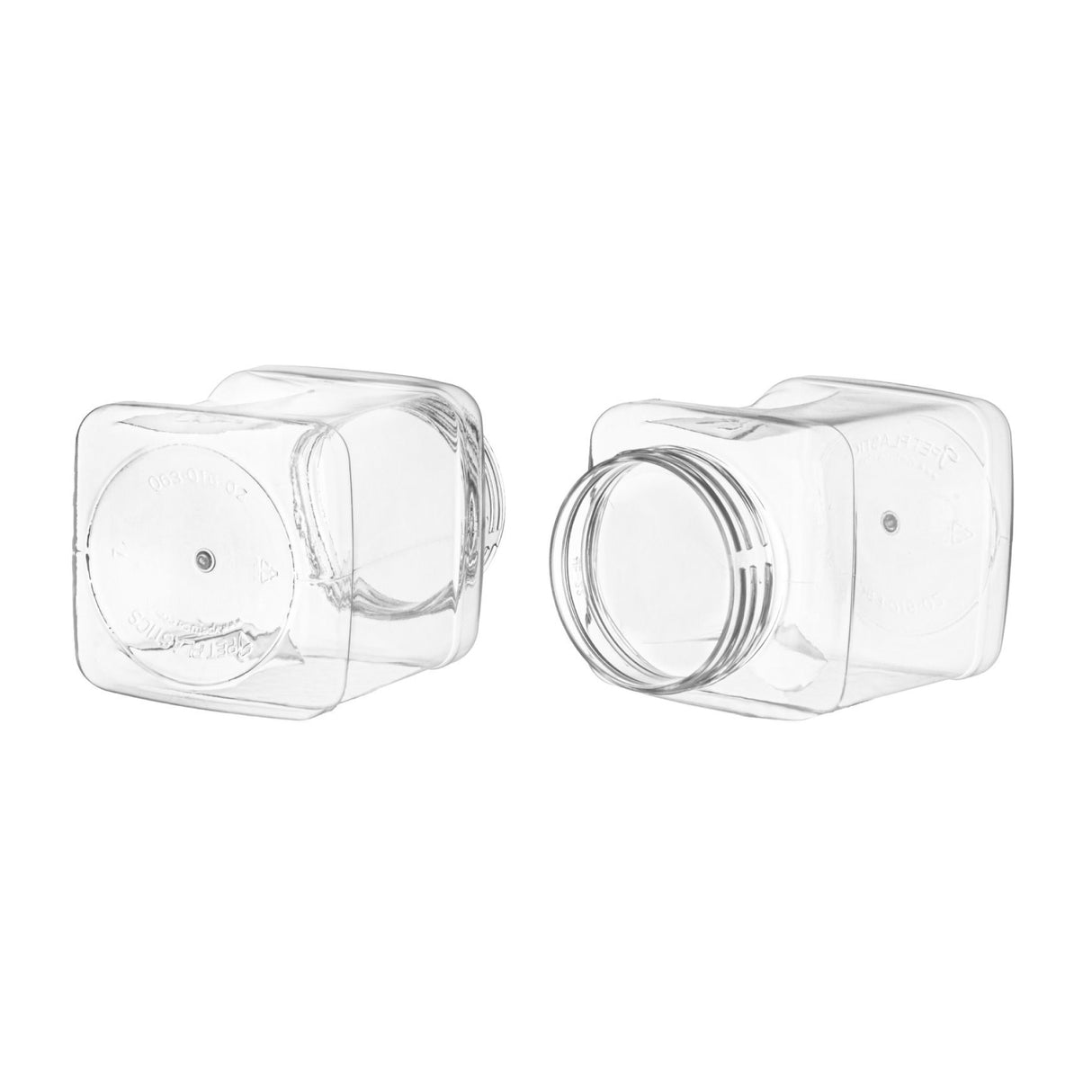 64 oz Square PET Jars - Clear - Plastic Jar | General Bottle Supply