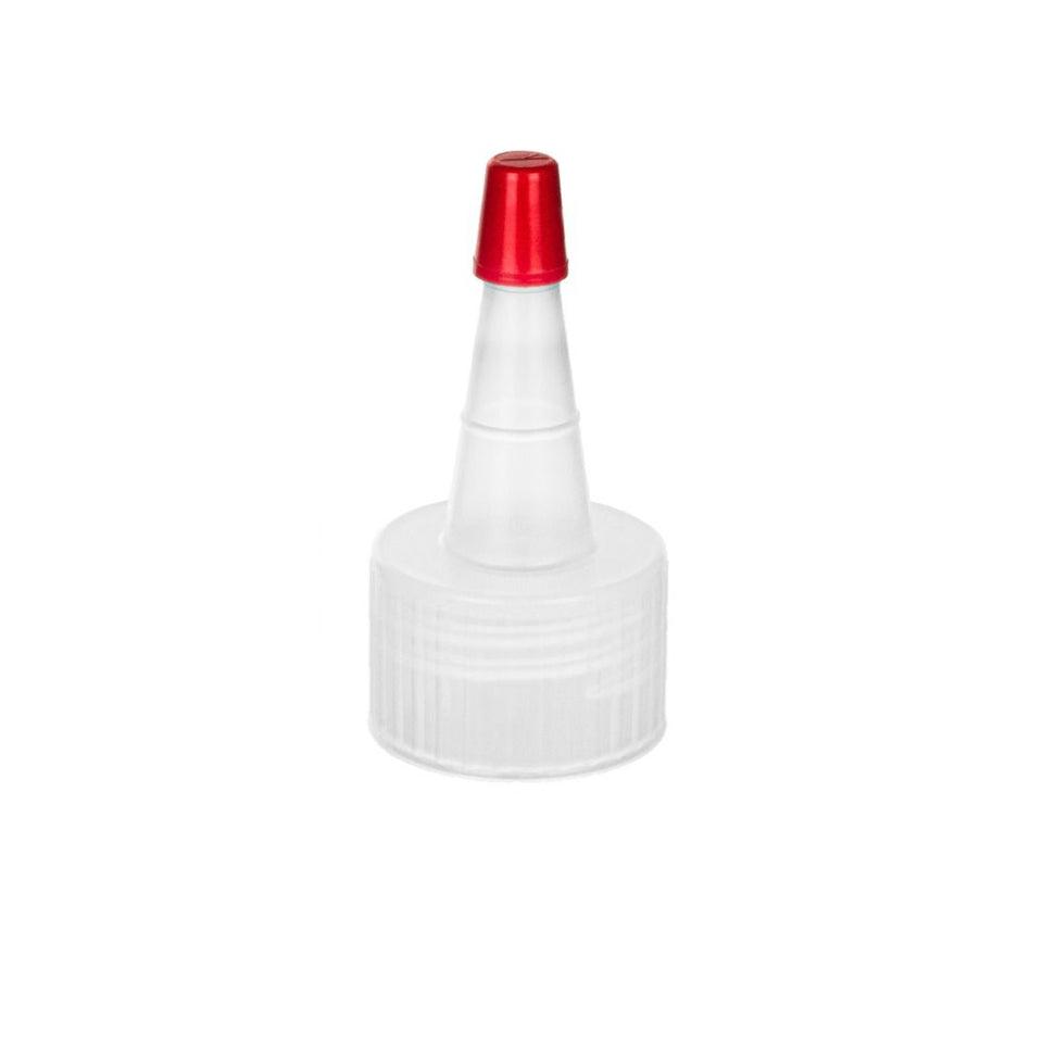Yorker (Spouted) Caps - No Hole With Red Tip (28/400) - Dispensing Caps | General Bottle Supply