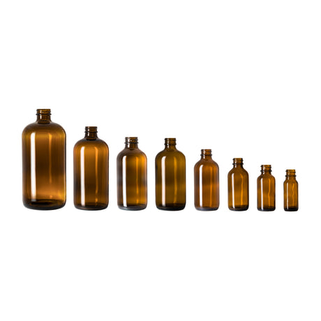 4 oz Boston Round Bottle - Amber - Glass Bottle | General Bottle Supply
