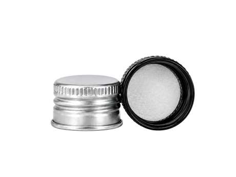 24MM BLACK ALUMINUM CAP WITH FOAM LINER - Assorted Caps | General Bottle Supply
