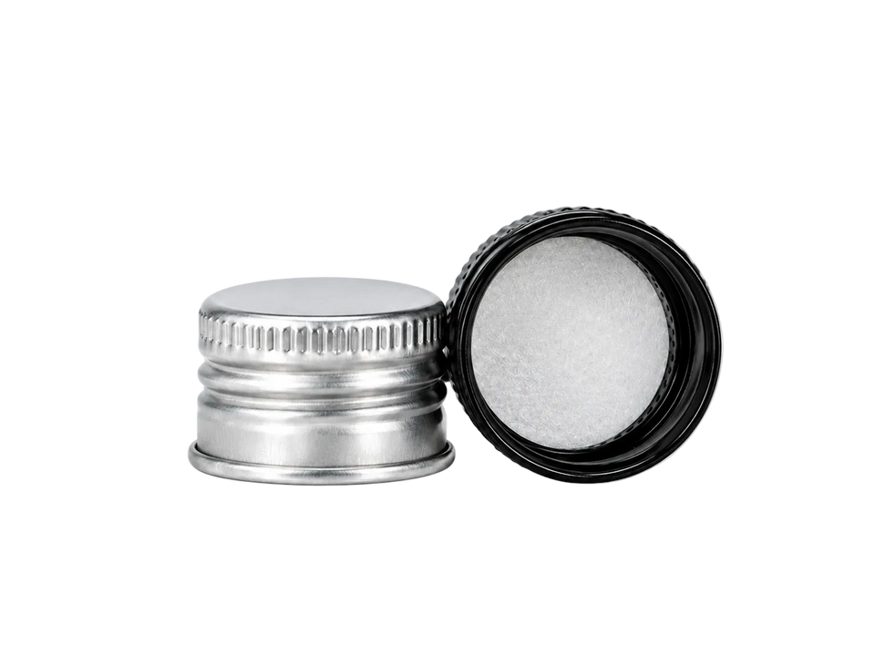 24MM BLACK ALUMINUM CAP WITH FOAM LINER - Assorted Caps | General Bottle Supply