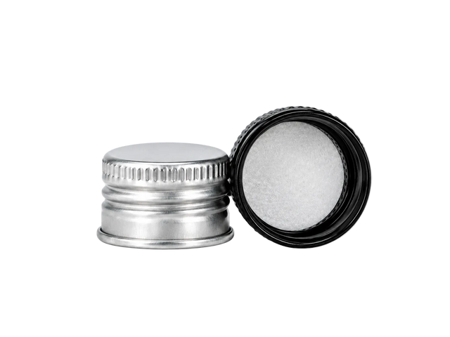 24MM SILVER ALUMINUM CAP WITH FOAM LINER - Assorted Caps | General Bottle Supply