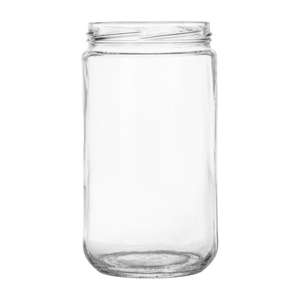 24 oz Straight Sided Glass Jars - Flint - Glass Jar | General Bottle Supply