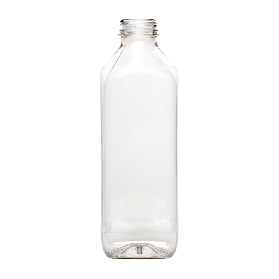 32 oz Dairy Square PET Bottle - Clear (38mm DBJ) - Plastic Bottle | General Bottle Supply