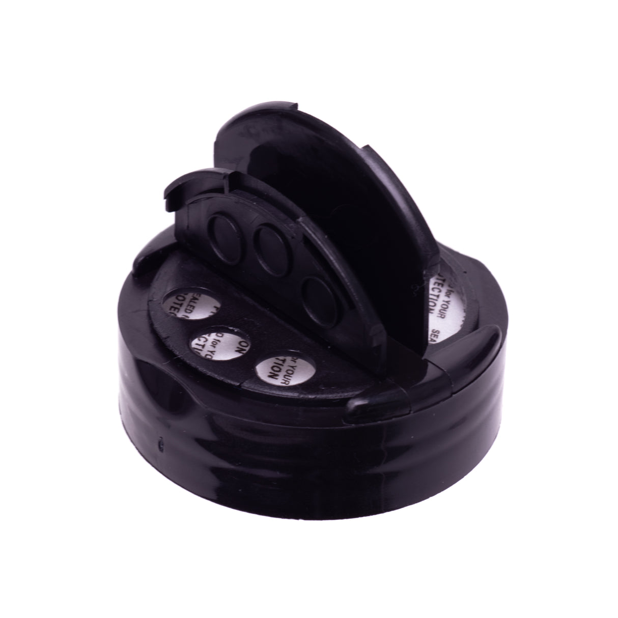 Eco Flap-Rite Flapper Caps with Pressure Sensitive (PS Liner) 0.300 Pour Sifter with 3 Holes - Black 53/485 - Dispensing Caps | General Bottle Supply