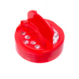 Eco Flap-Rite Flapper Caps with Pressure Sensitive (PS Liner) 0.300 Pour Sifter with 5 Holes - Red 63/485 - Dispensing Caps | General Bottle Supply