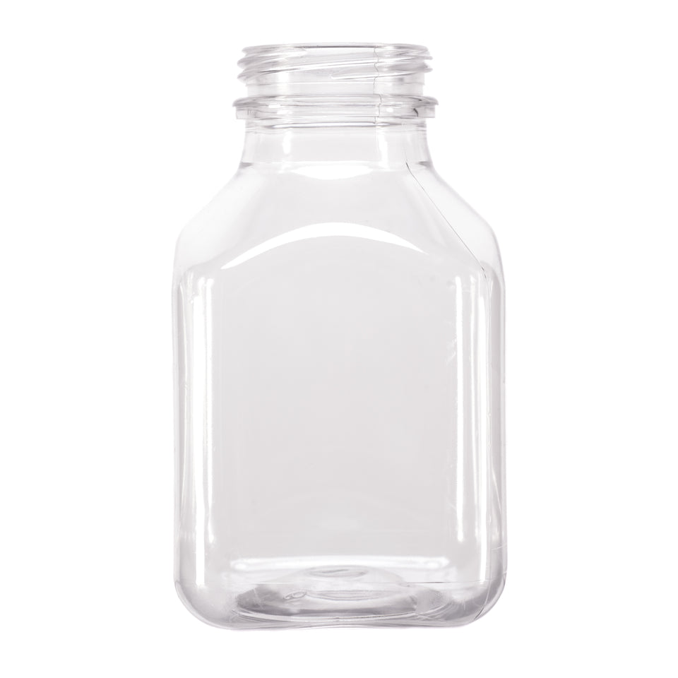 8 oz Dairy Square PET 38mm DBJ - Clear - Plastic Bottle | General Bottle Supply