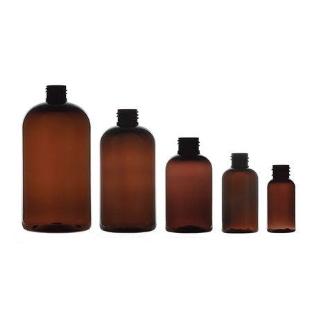 1 oz Boston Round PET Bottles - Amber - Plastic Bottle | General Bottle Supply