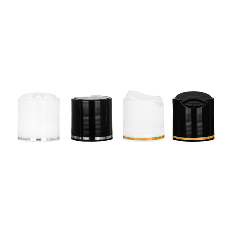 Disc or Press Top Smooth - White with Silver Band (24/410) - Dispensing Caps | General Bottle Supply