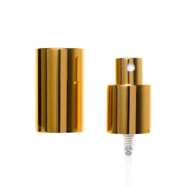 Metalized Fine Mist Sprayer with OverCap Imported - Gold (20/410) - Dispensing Caps | General Bottle Supply