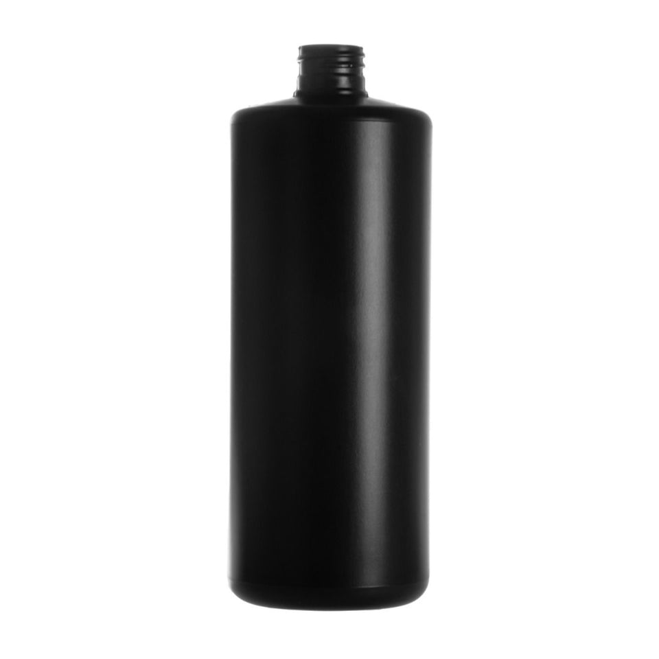 32 oz Cylinder Round HDPE Bottles - Black - Plastic Bottle | General Bottle Supply