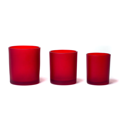 15oz Glass Candle Jar - Red Frosted - Glass Jar | General Bottle Supply