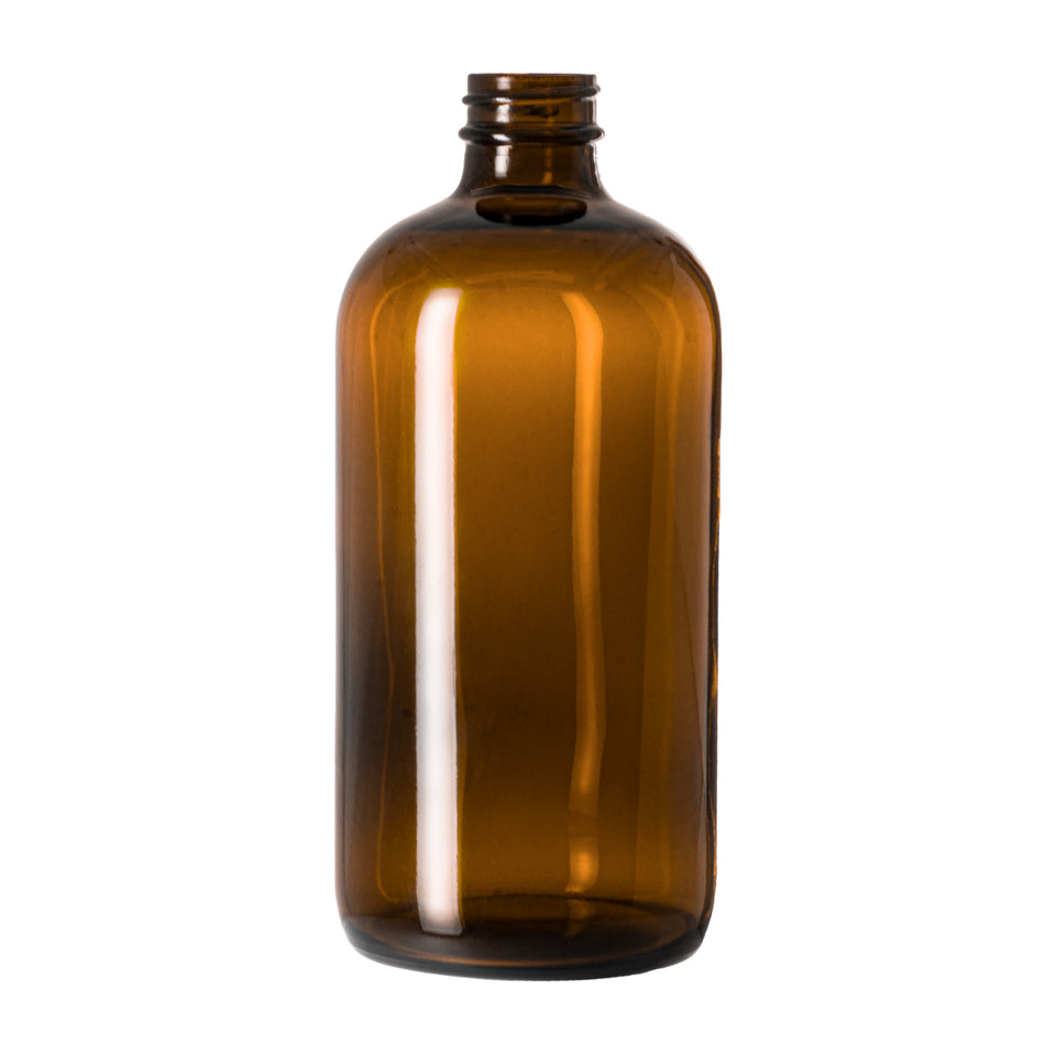 16 oz Boston Round Bottle - Amber - Glass Bottle | General Bottle Supply