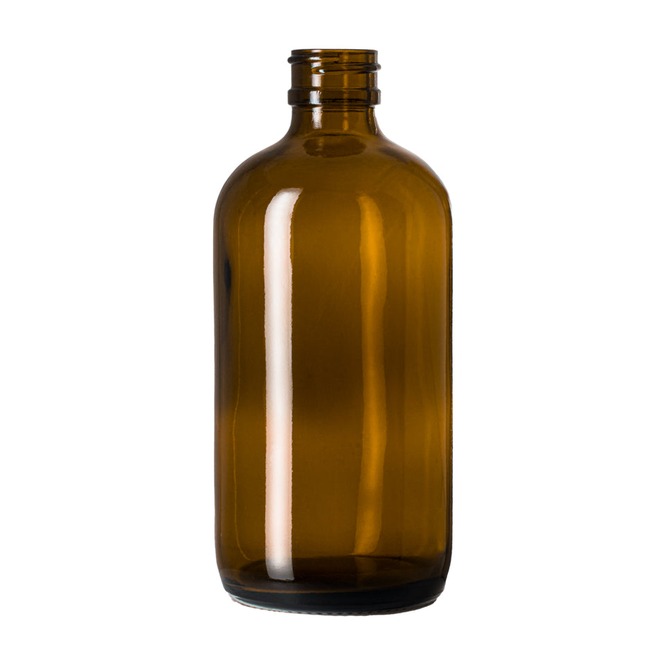 8 oz Boston Round Bottle - Amber (24/400) - Glass Bottle | General Bottle Supply